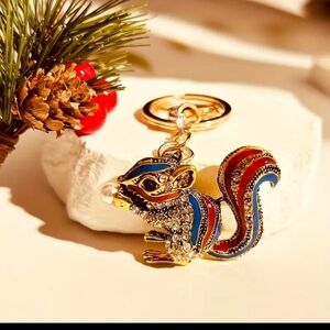 NEW! Crystal Rhinestone Squirrel 🐿 Keychain/ Bag 🎒👜 Charm ~ 🎁 🌰